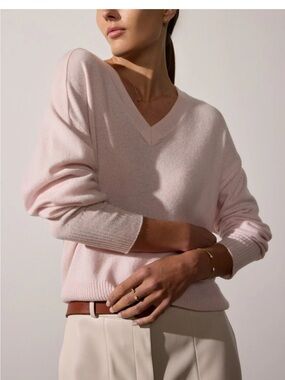 LOFT Women's Soft Pink V-Neck Sweater